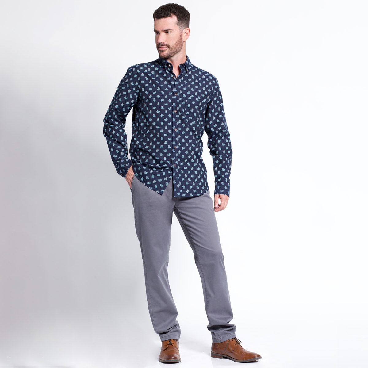 CAMISA OXFORD ESTAMPADA TALLAS EXTRA (5XL Y 6XL) I3800X0043