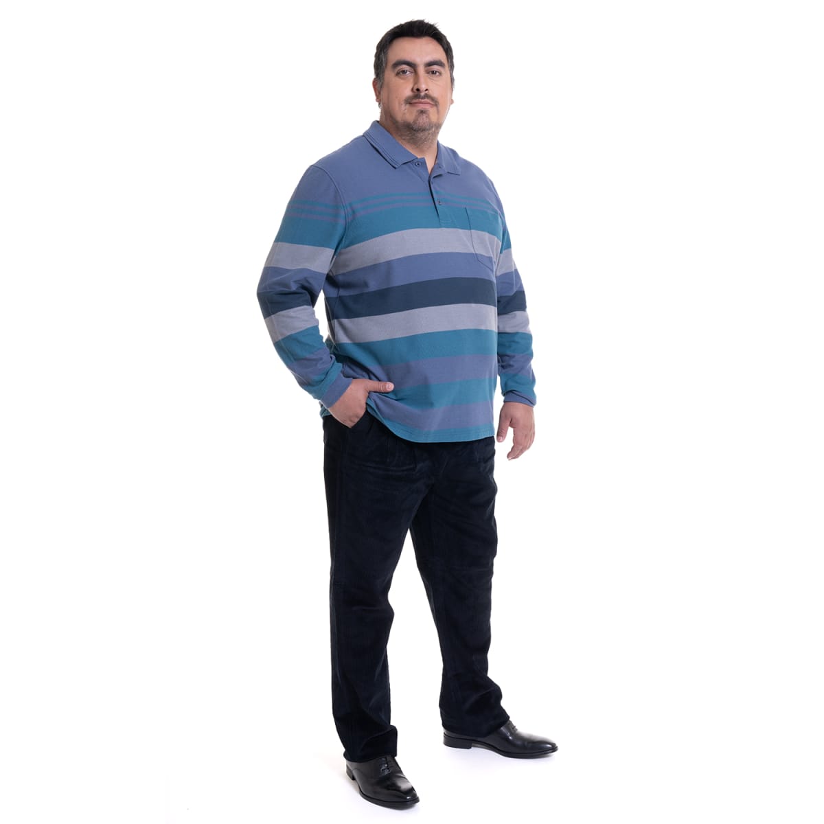 POLERA PIQUE LISTADA TALLAS EXTRA (5XL Y 6XL) I4687X0023