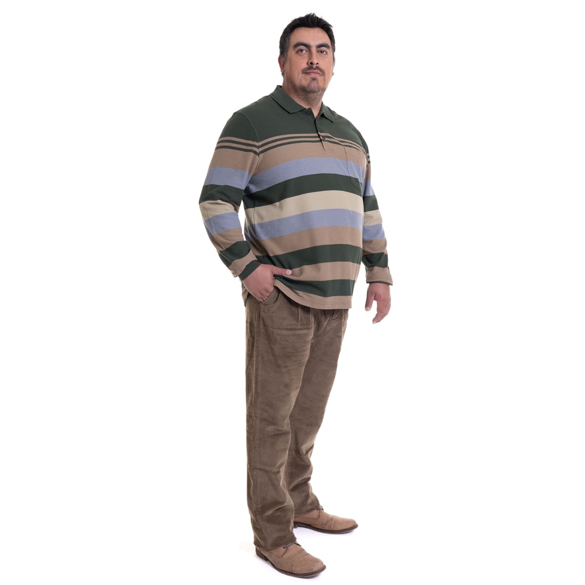 POLERA PIQUE LISTADA TALLAS EXTRA (5XL Y 6XL) I4687X0033