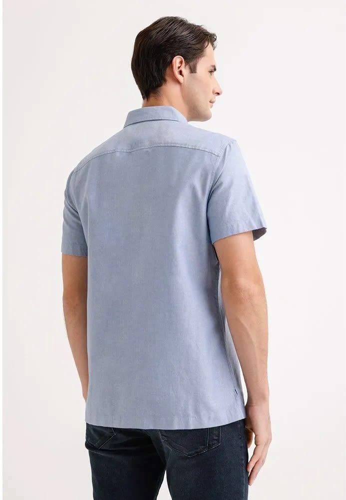 CAMISA MANGA CORTA HOMBRE OXFORD CELESTE V5002N0772