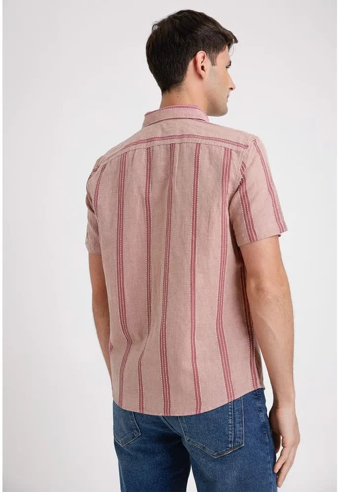 CAMISA MANGA CORTA HOMBRE LINO LISTADA ROUGE V5001N0512