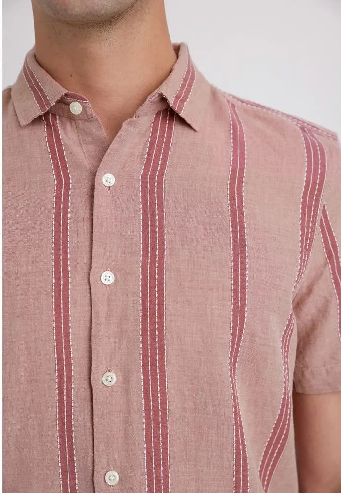 CAMISA MANGA CORTA HOMBRE LINO LISTADA ROUGE V5001N0513