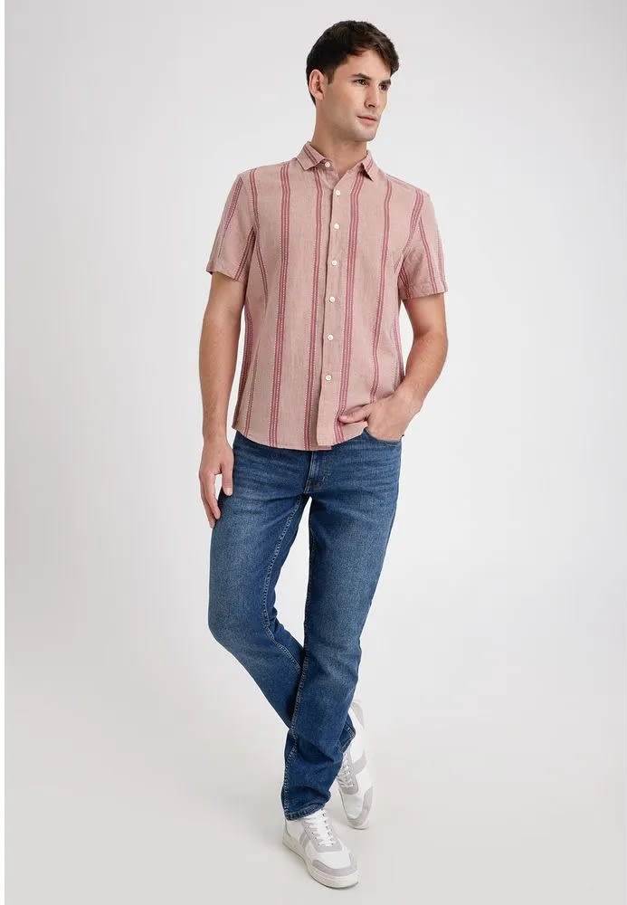 CAMISA MANGA CORTA HOMBRE LINO LISTADA ROUGE V5001N0514