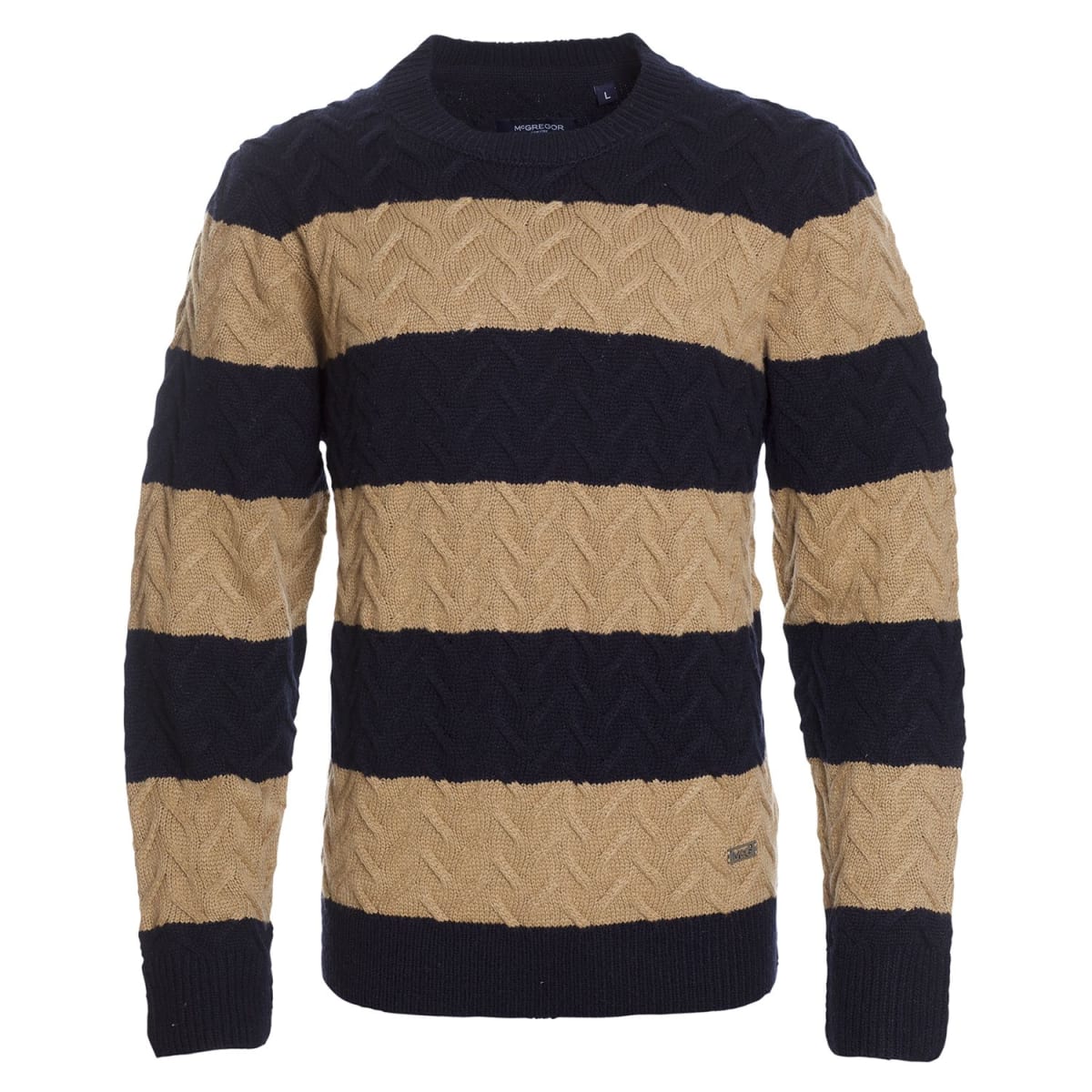 SWEATER HOMBRE MANGA LARGA RAYAS CUELLO REDONDO NEGRO – ESTILO CLÁSICO Y CONFORT PARA CUALQUIER OCASIÓN I3004N0014