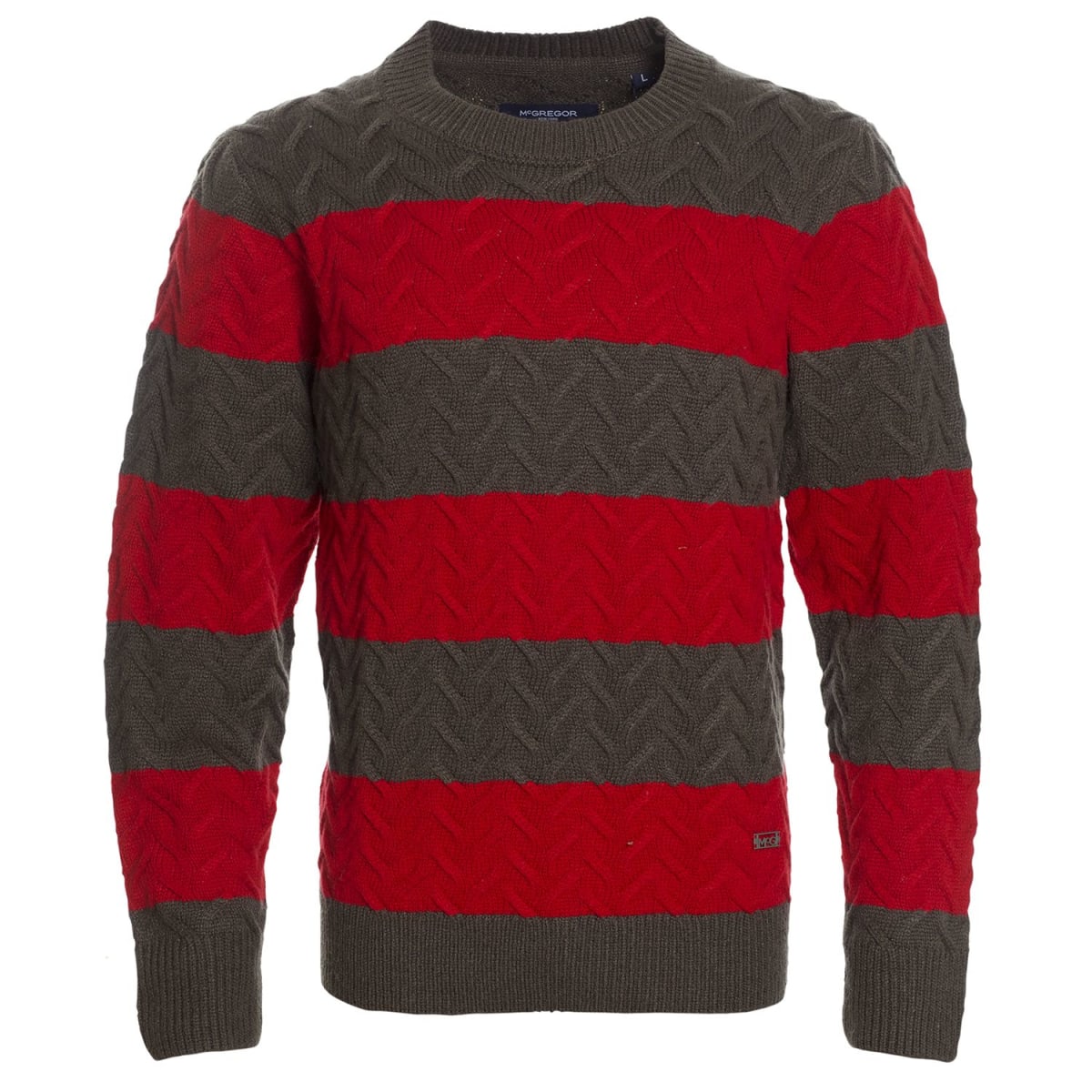 SWEATER HOMBRE MANGA LARGA RAYAS CUELLO REDONDO ROJO – ESTILO CLÁSICO Y CONFORT PARA CUALQUIER OCASIÓN I3004N0024