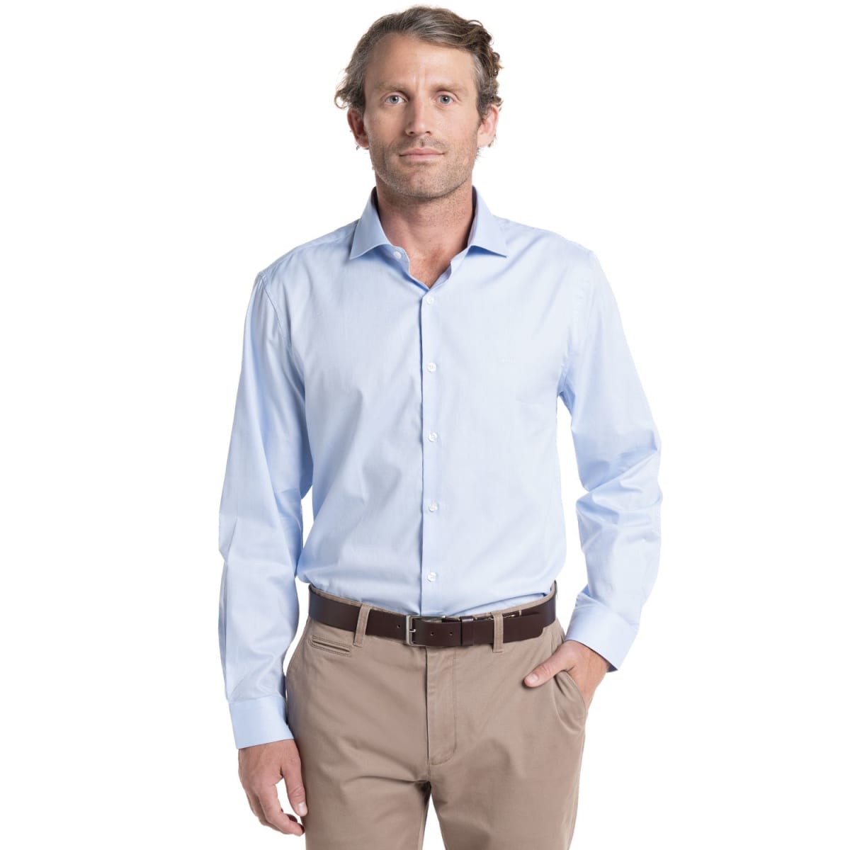CAMISA JACQUARD PARA HOMBRE CELESTE I5101N0701