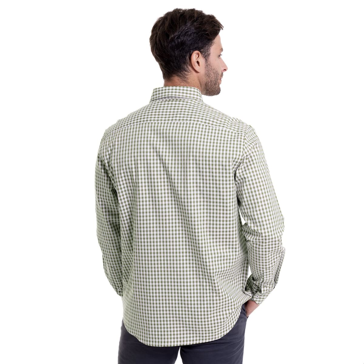 CAMISA MANGA LARGA CUADRILLÉ HOMBRE OLIVA CLARO REGULAR FIT LI005N0962