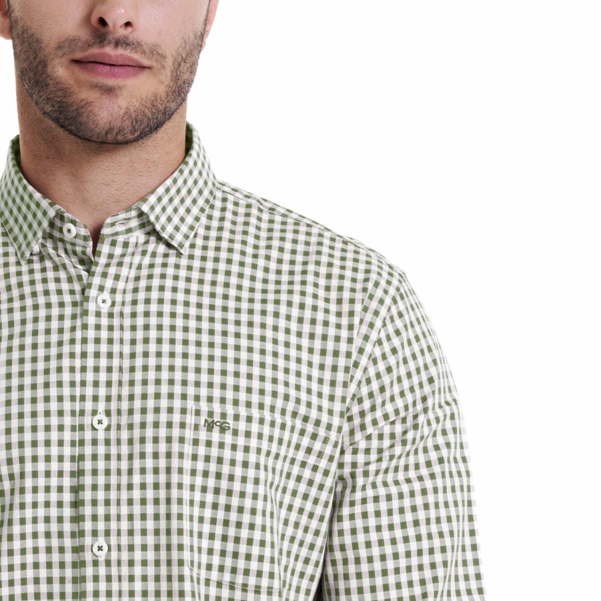 CAMISA MANGA LARGA CUADRILLÉ HOMBRE OLIVA CLARO REGULAR FIT LI005N0964