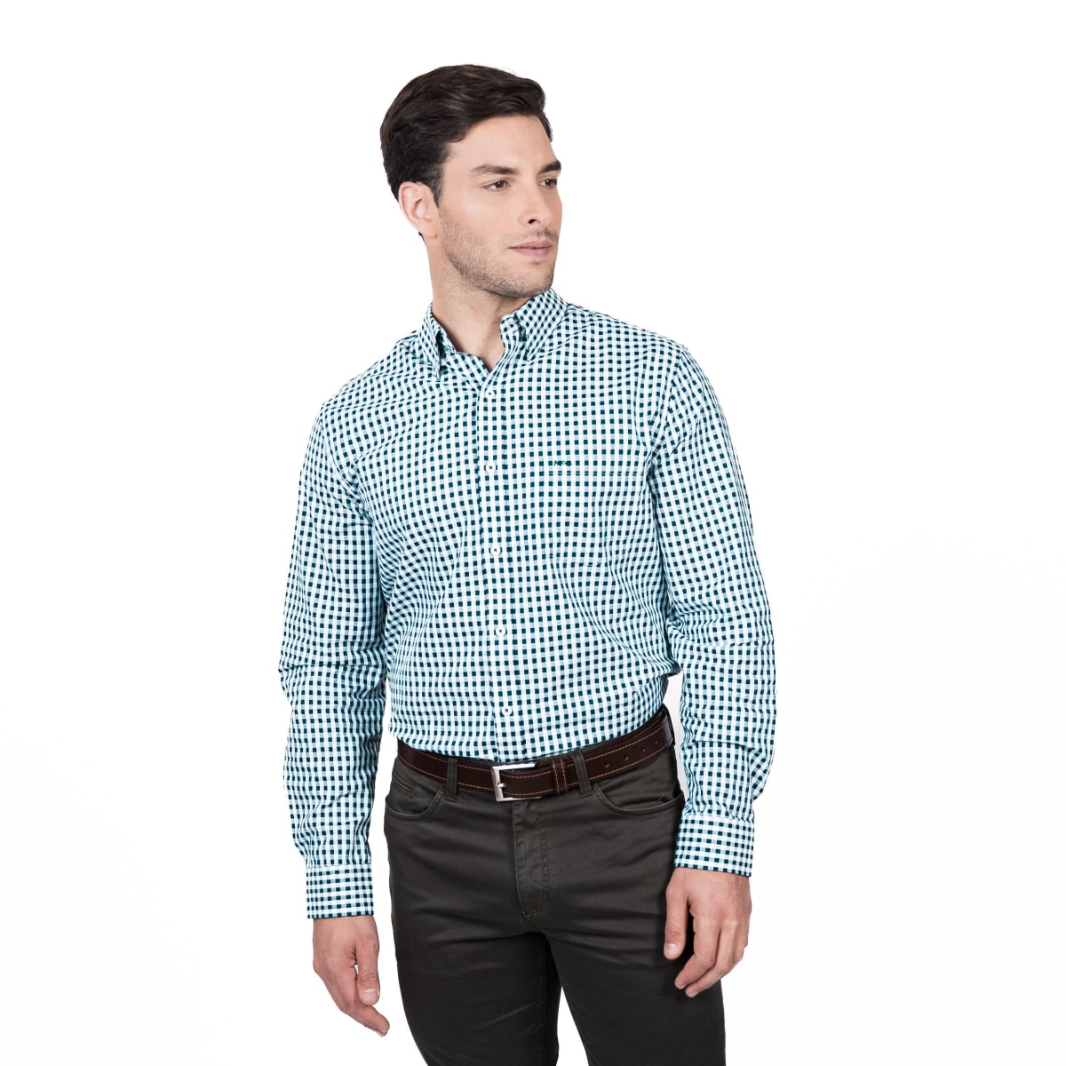 CAMISA MANGA LARGA CUADRILLÉ HOMBRE AZUL MARINO REGULAR FIT LI005N5791
