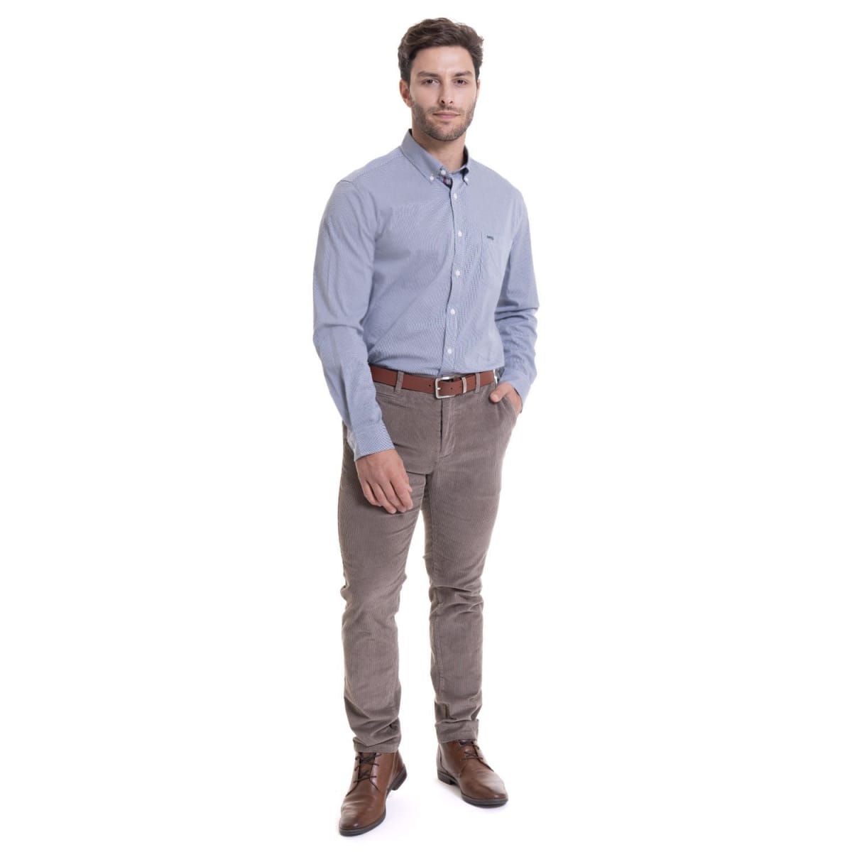 CAMISA MANGA LARGA MICRO CUADRO HOMBRE COMFORT TECH AZUL MARINO LI202N5793