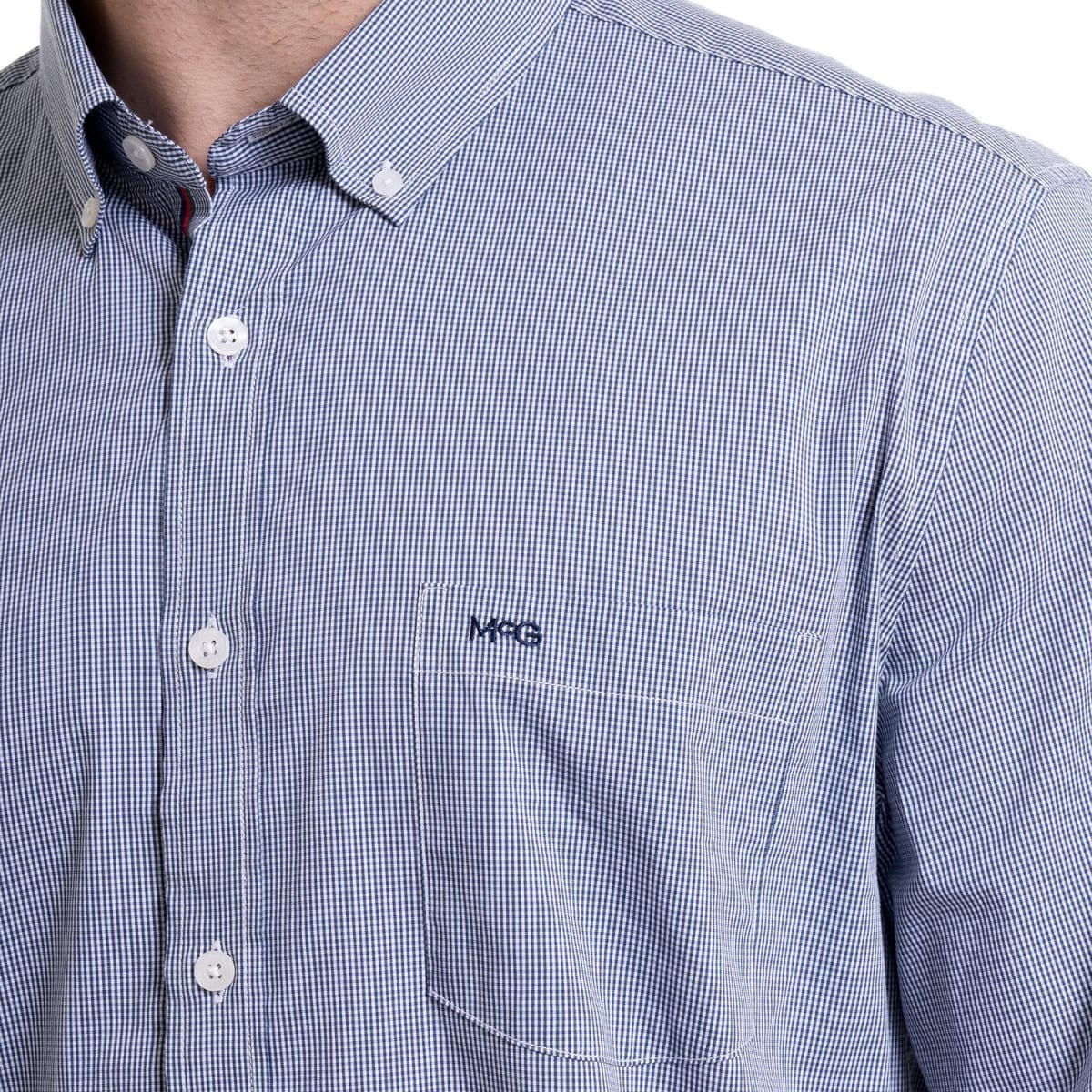 CAMISA MANGA LARGA MICRO CUADRO HOMBRE COMFORT TECH AZUL MARINO LI202N5794