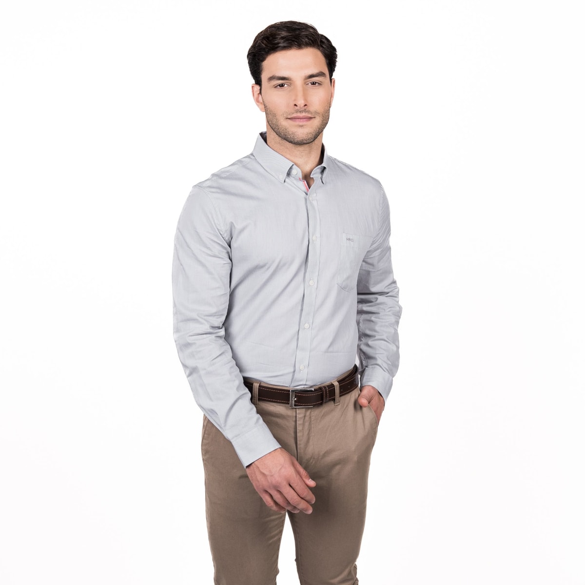 CAMISA MANGA LARGA DOBBY COMFORT FIT HOMBRE BLANCO MGLI01016N5011