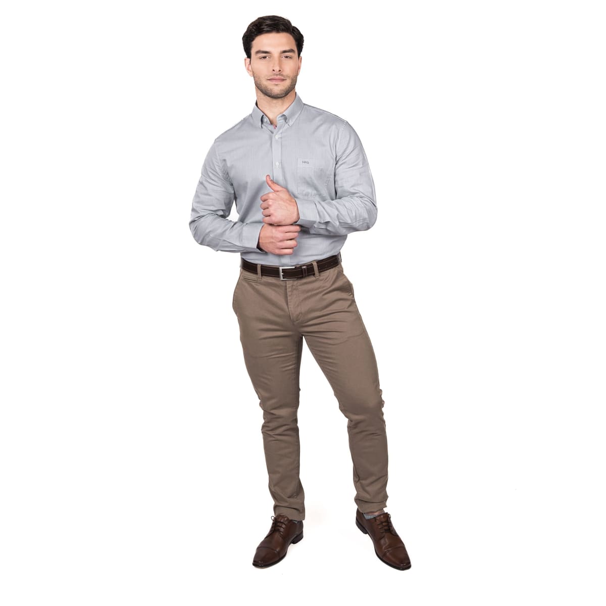 CAMISA MANGA LARGA DOBBY COMFORT FIT HOMBRE BLANCO MGLI01016N5014