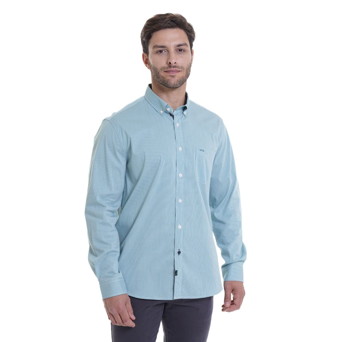 CAMISA MANGA LARGA MICRO CUADRO HOMBRE COMFORT TECH PETROLEO LI202N0161