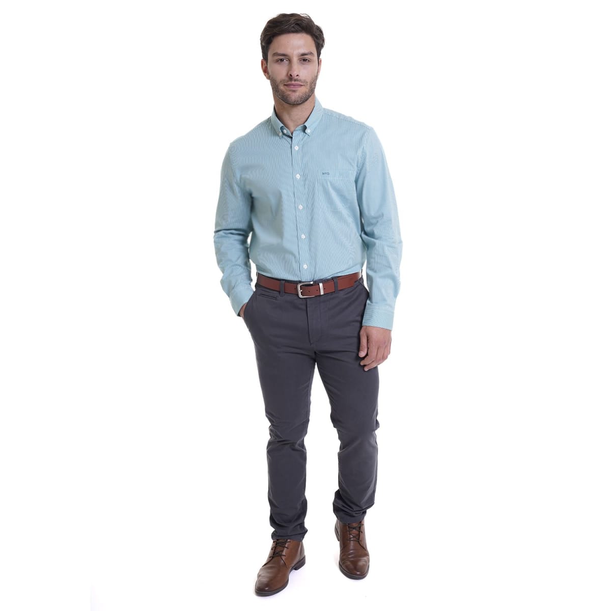 CAMISA MANGA LARGA MICRO CUADRO HOMBRE COMFORT TECH PETROLEO LI202N0163