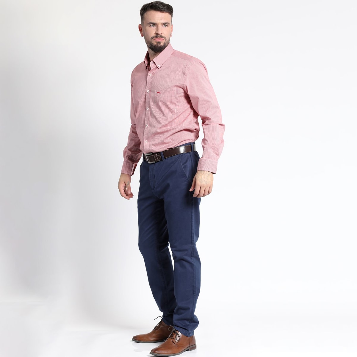 CAMISA MANGA LARGA MICRO CUADRO HOMBRE COMFORT TECH ROJO LI202N5542