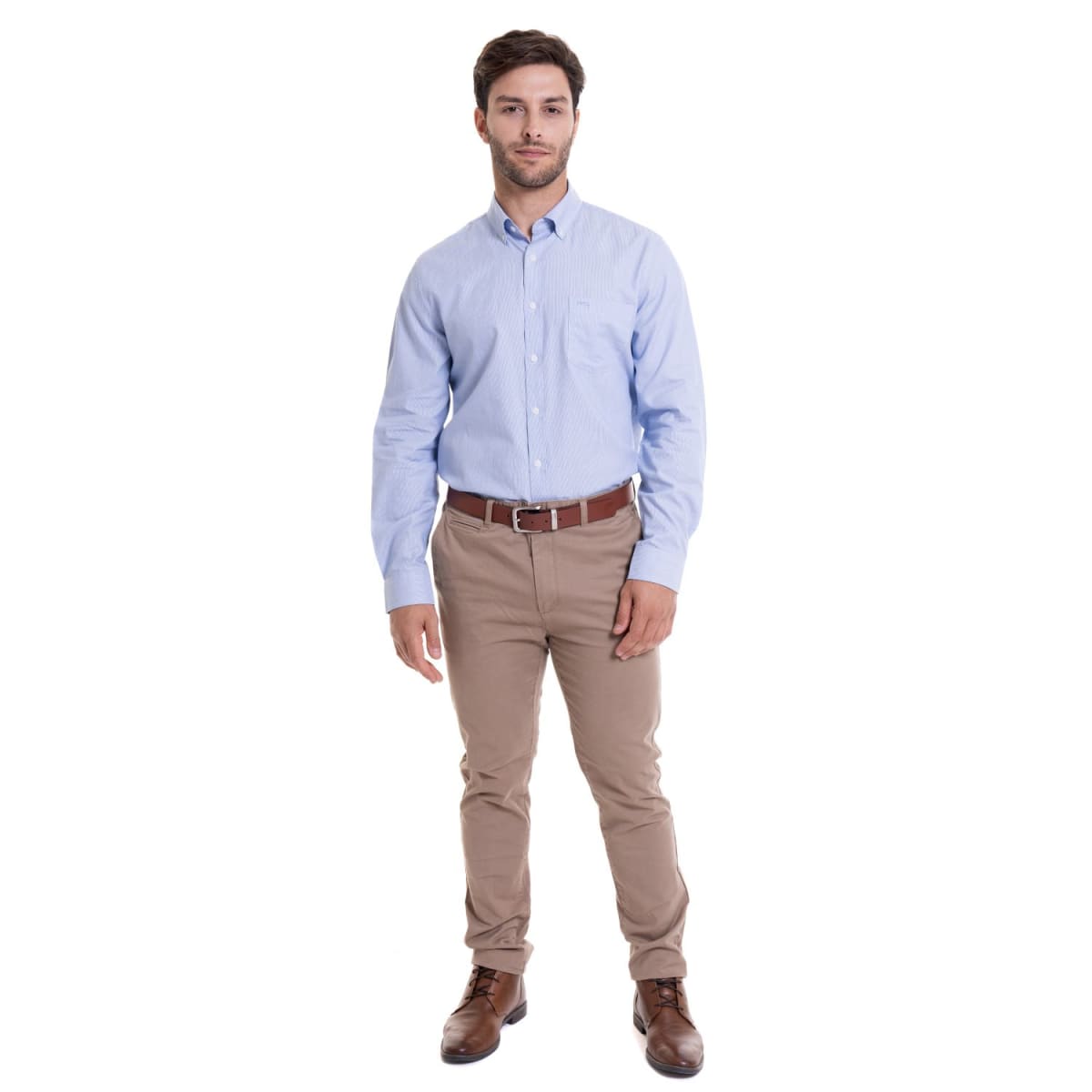 CAMISA MANGA LARGA DOBBY COMFORT FIT HOMBRE CELESTE MGLI01016N5703