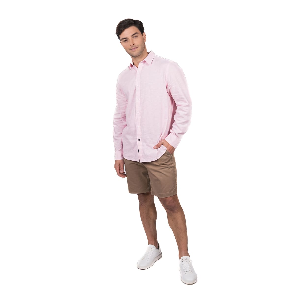 CAMISA MANGA LARGA LINO HOMBRE ROSADA V5040N0504