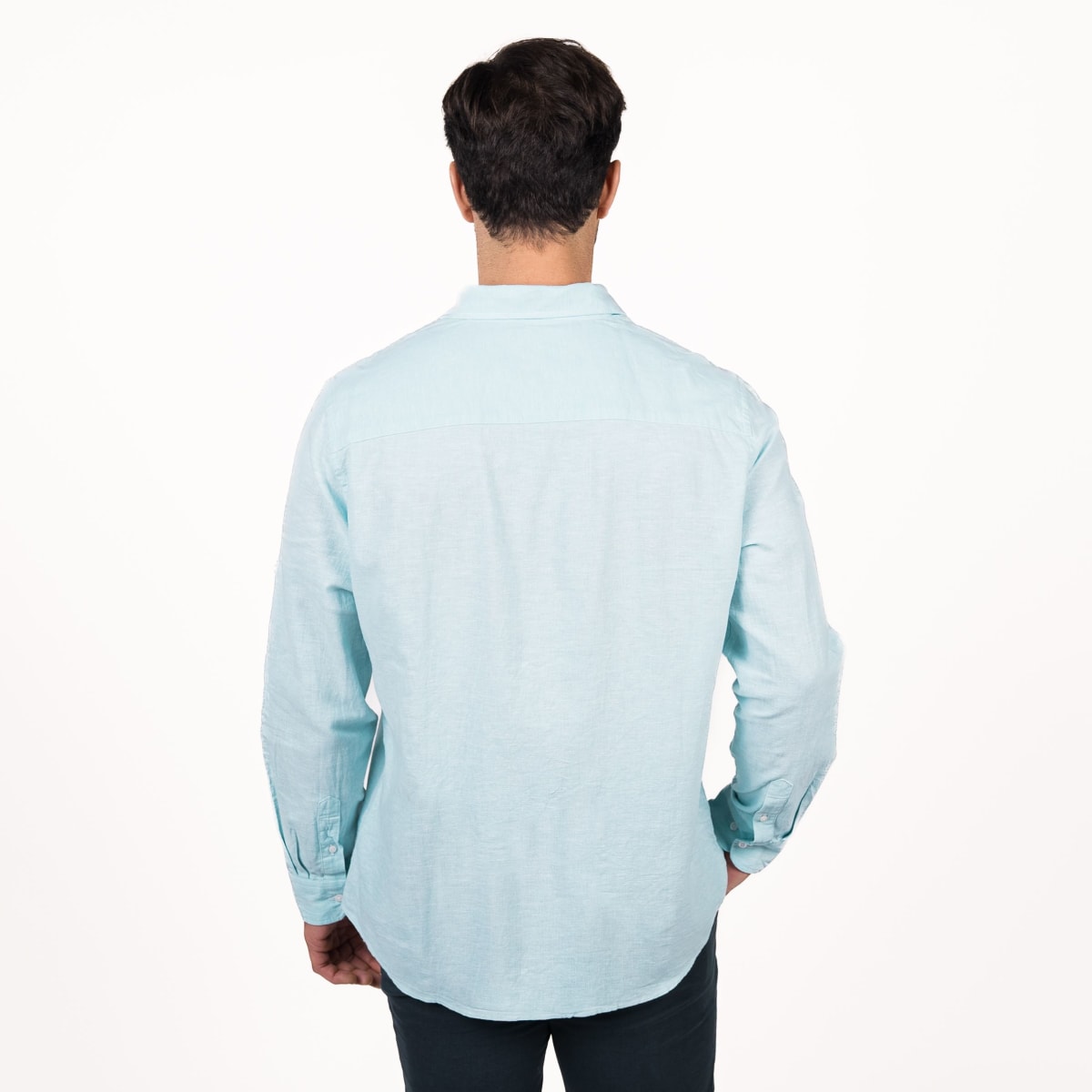 CAMISA MANGA LARGA LINO HOMBRE CELESTE V5040N0702