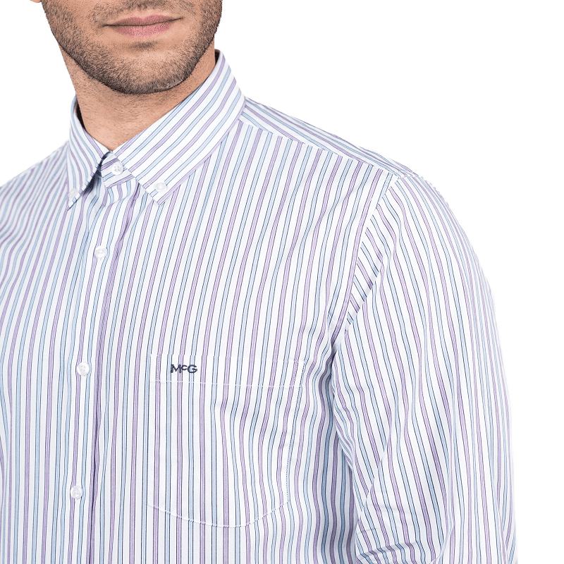 CAMISA MANGA LARGA LISTADA LILA V5105N5603