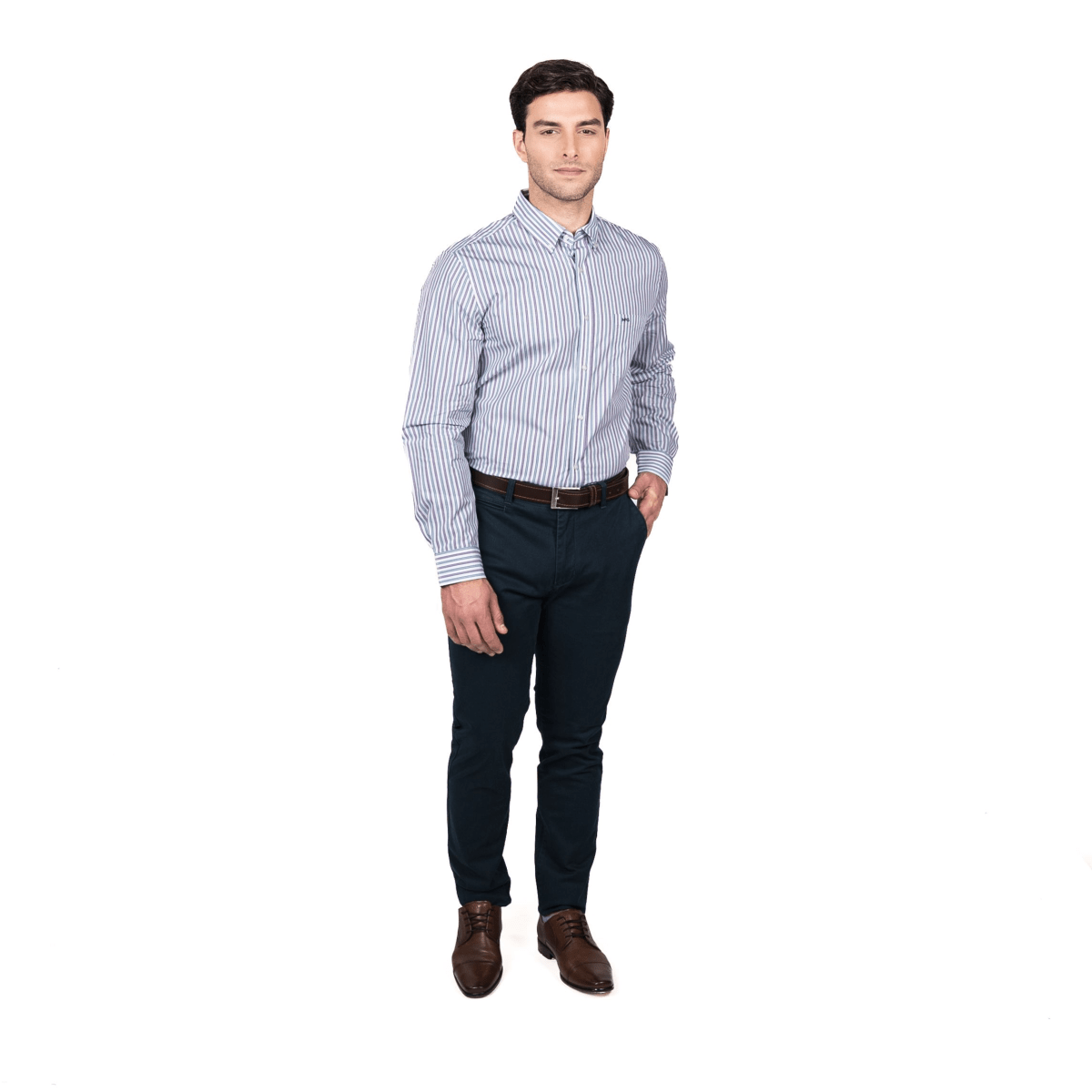 CAMISA MANGA LARGA LISTADA LILA V5105N5604