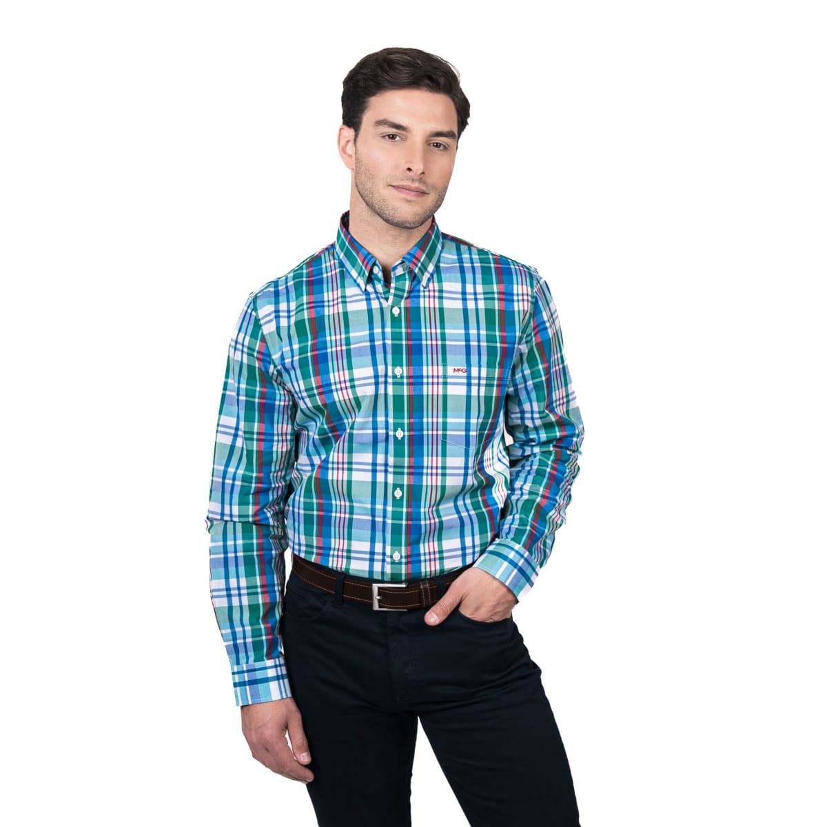 CAMISA MANGA LARGA ESCOCESA VERDE V5140N5071