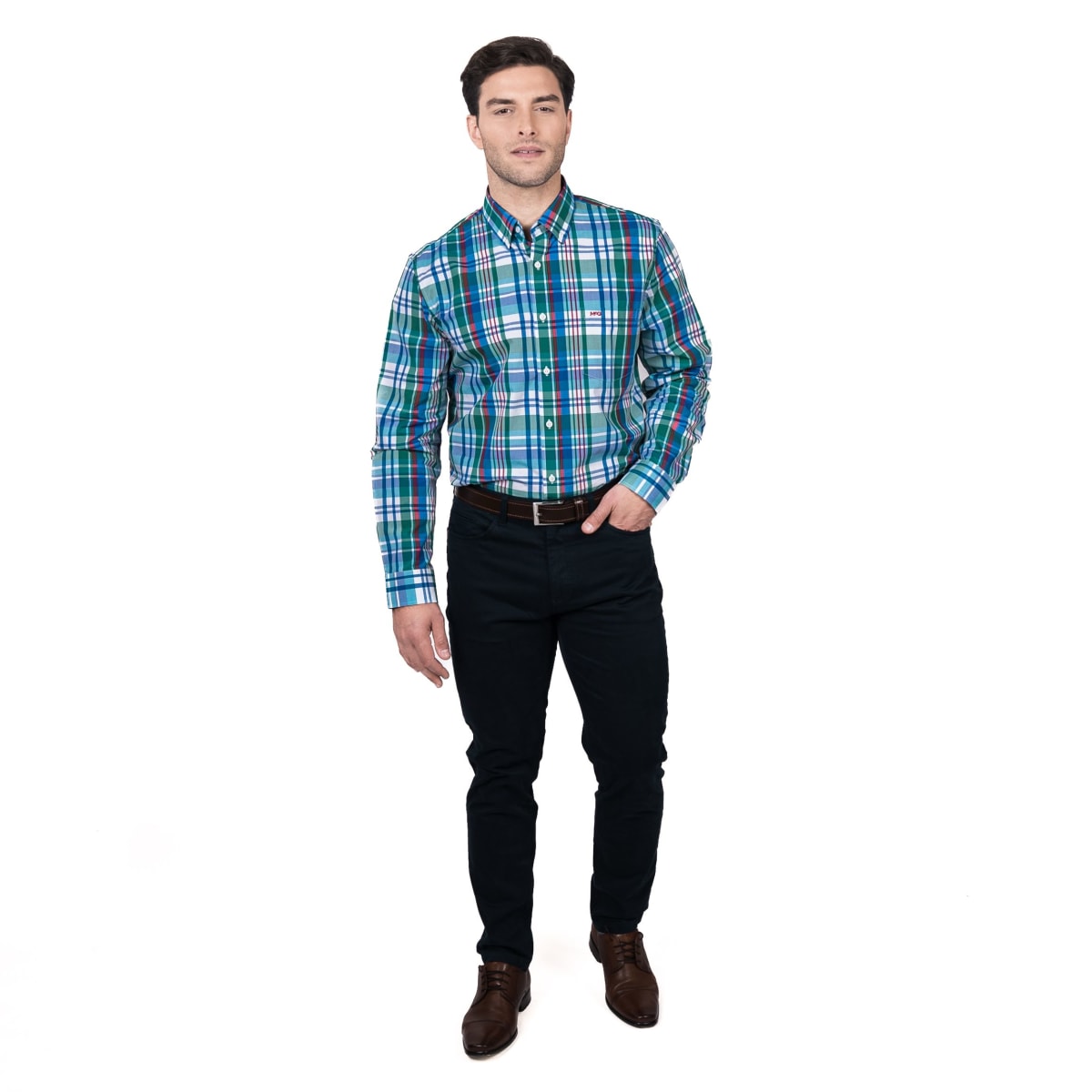 CAMISA MANGA LARGA ESCOCESA VERDE V5140N5074