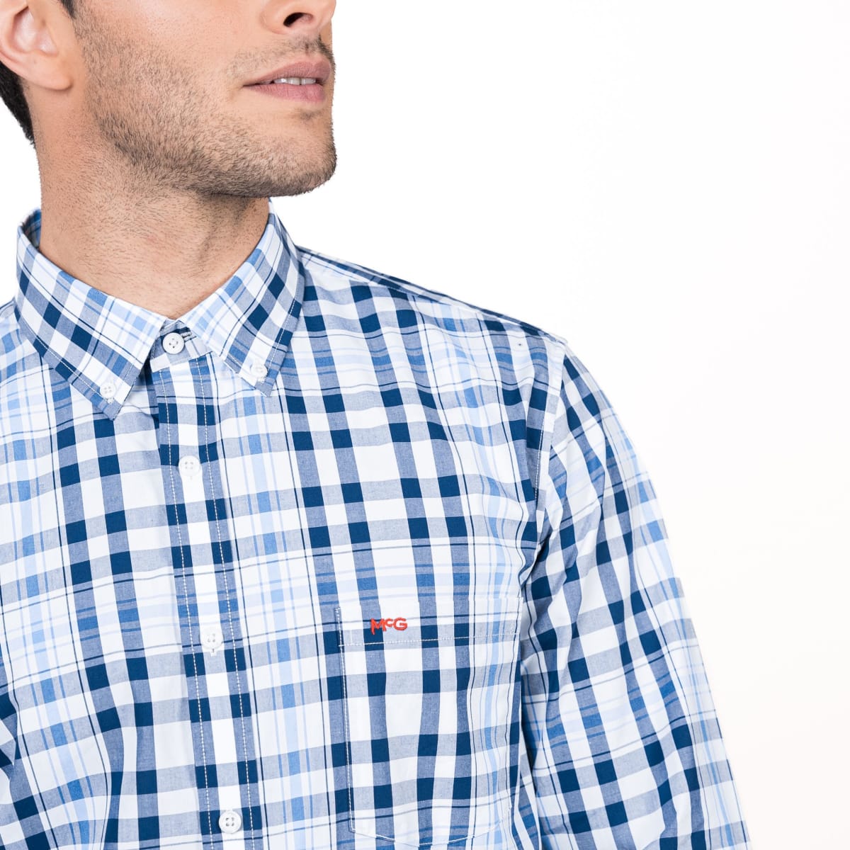 CAMISA MANGA LARGA ESCOCESA AZUL V5140N5703