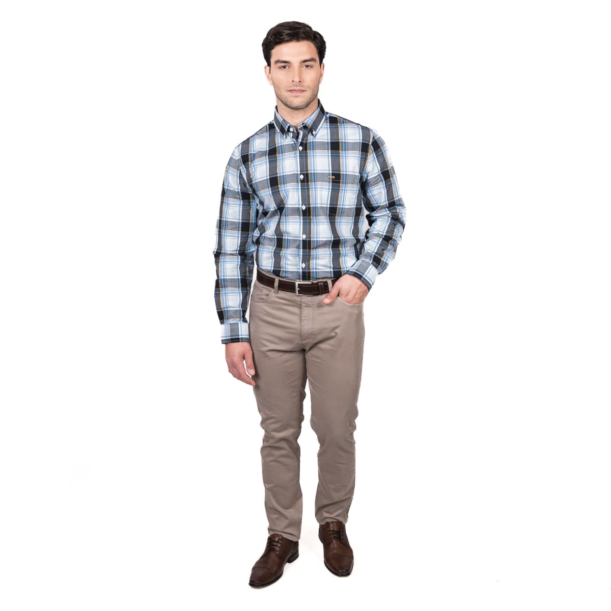 CAMISA MANGA LARGA ESCOCESA AZUL MARINO V5140N5824