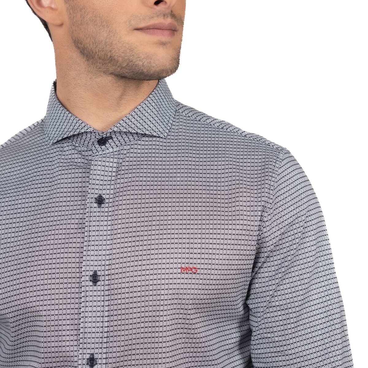 CAMISA MANGA LARGA ESTAMPADA AZUL MARINO V5301N5793