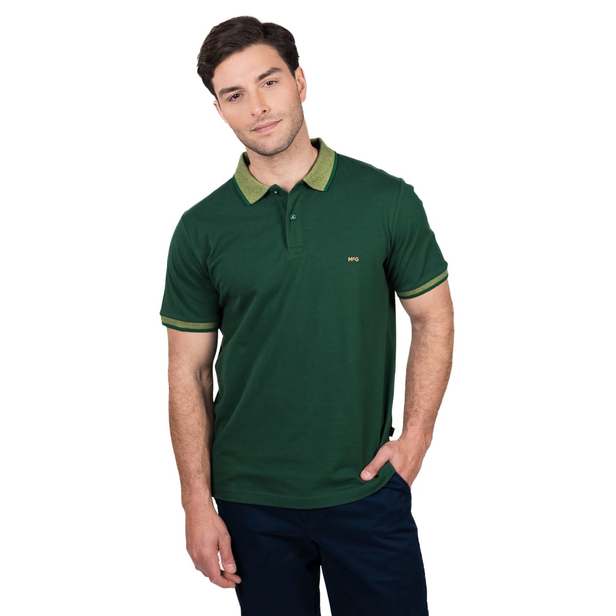 POLERA POLO MANGA CORTA HOMBRE PIQUÉ VERDE V5010N0121