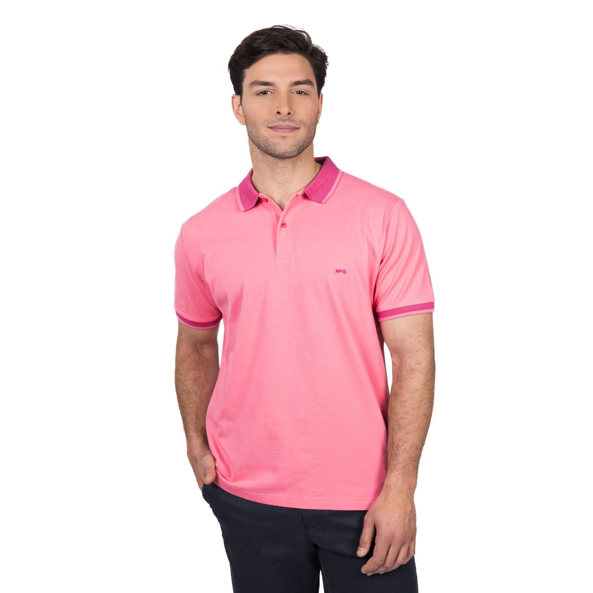 POLERA POLO MANGA CORTA HOMBRE PIQUÉ ROSADA V5010N0501