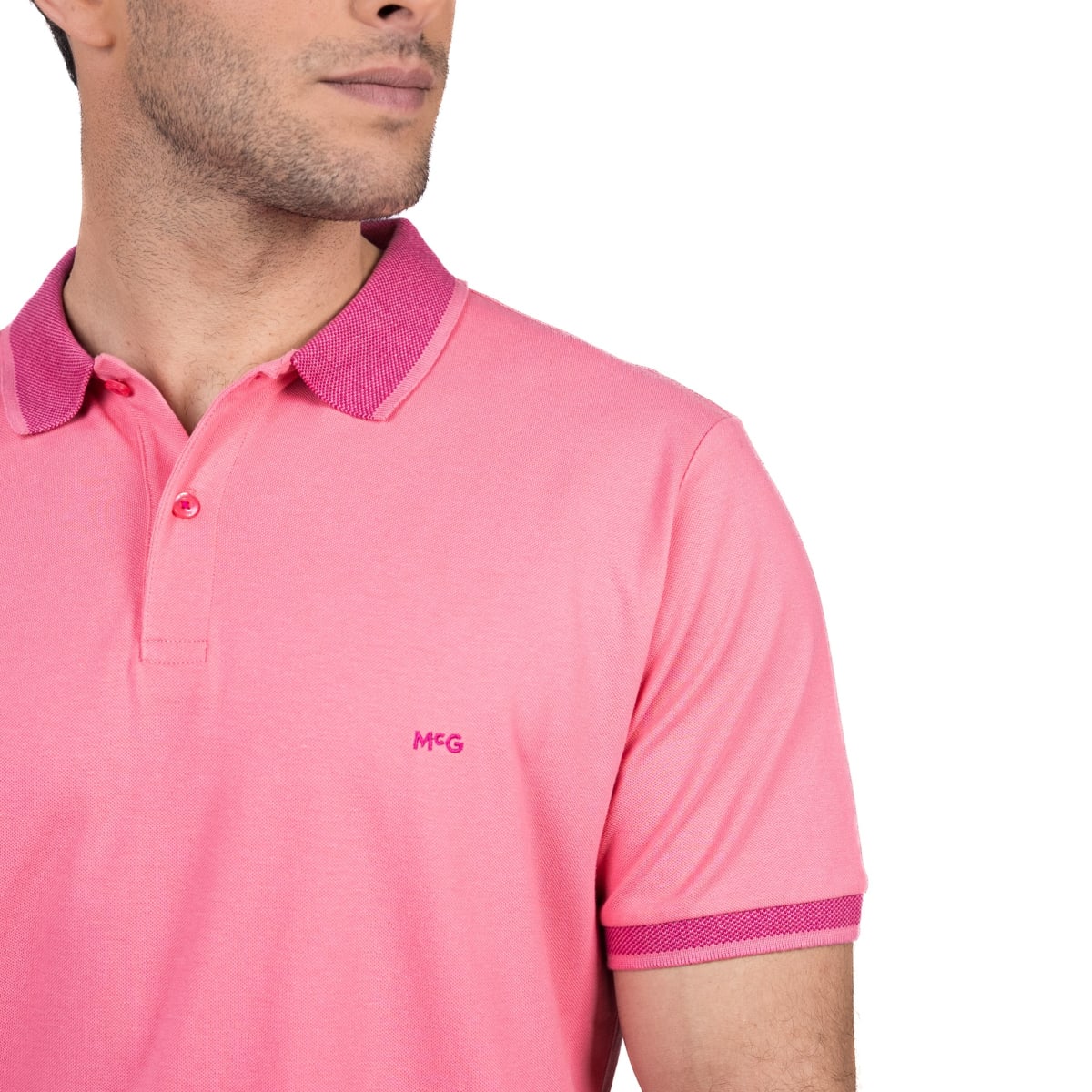 POLERA POLO MANGA CORTA HOMBRE PIQUÉ ROSADA V5010N0503