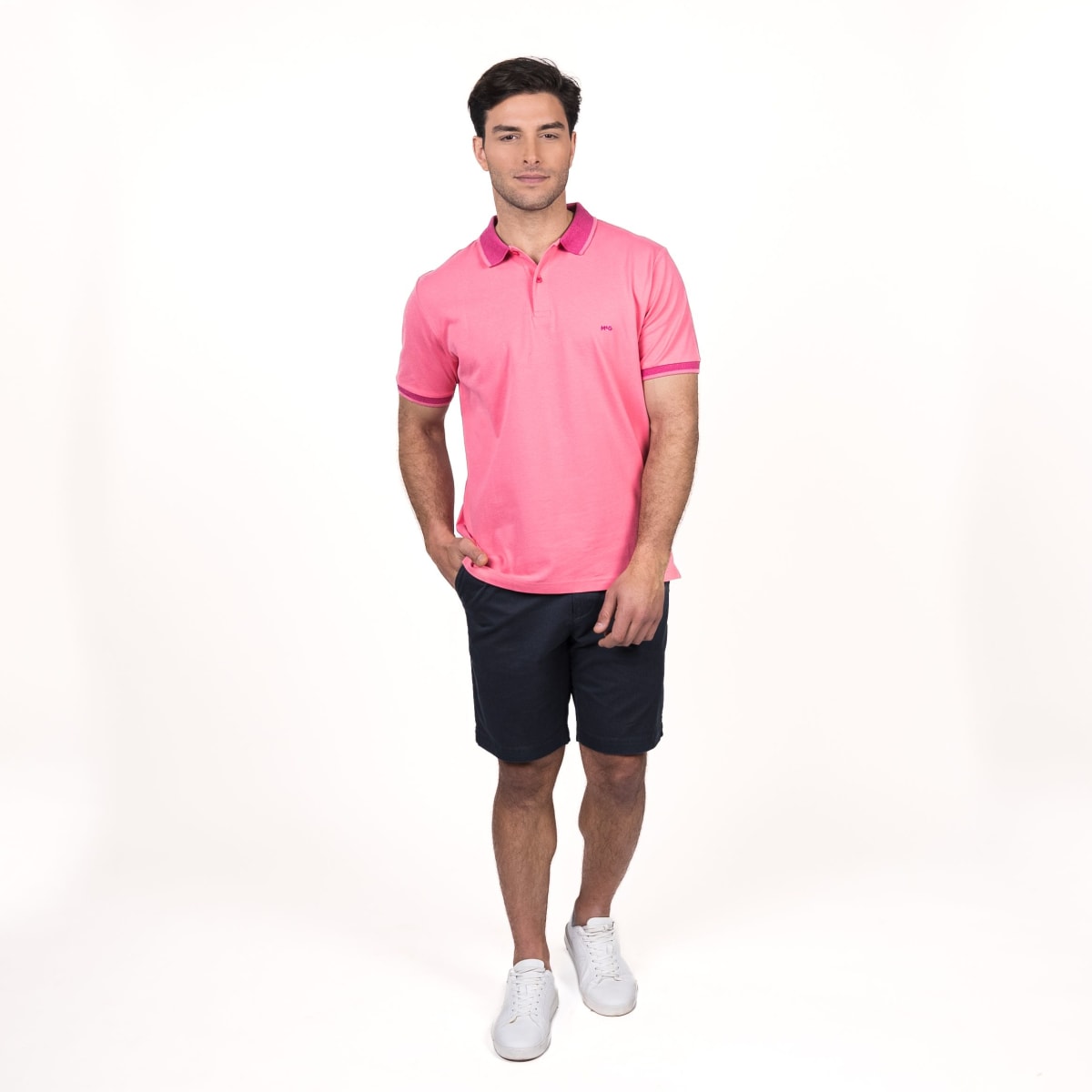 POLERA POLO MANGA CORTA HOMBRE PIQUÉ ROSADA V5010N0504