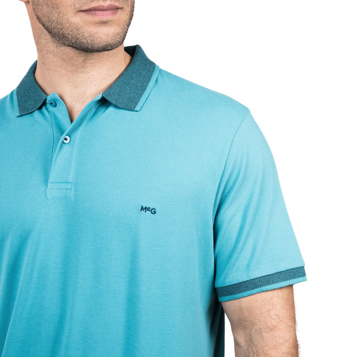 POLERA POLO MANGA CORTA HOMBRE PIQUÉ CELESTE V5010N0723