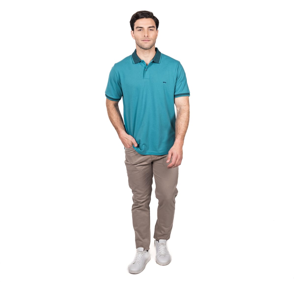 POLERA POLO MANGA CORTA HOMBRE PIQUÉ CELESTE V5010N0724