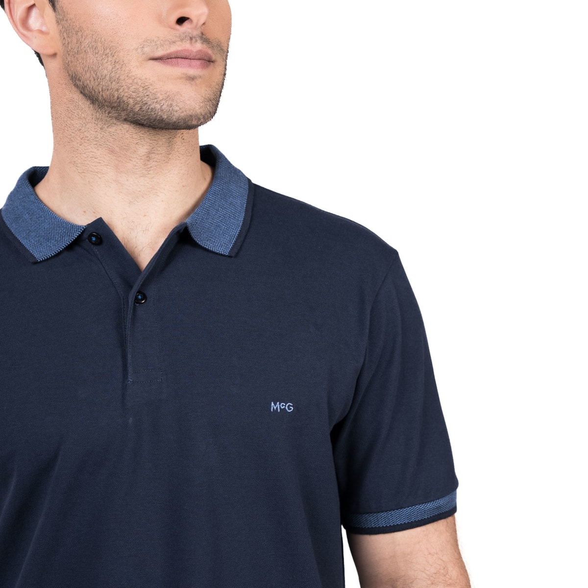 POLERA POLO MANGA CORTA HOMBRE PIQUÉ AZUL V5010N0773