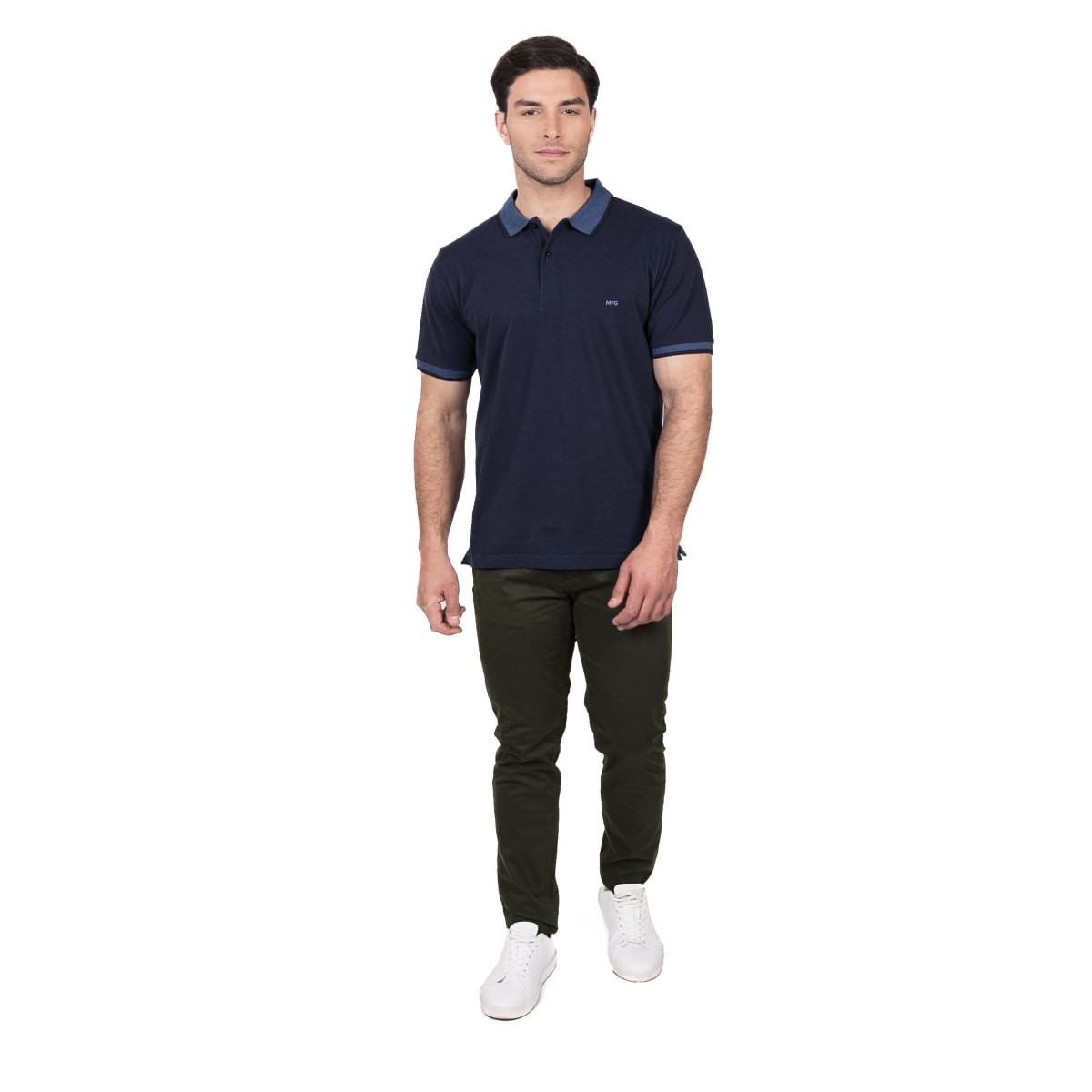 POLERA POLO MANGA CORTA HOMBRE PIQUÉ AZUL V5010N0774