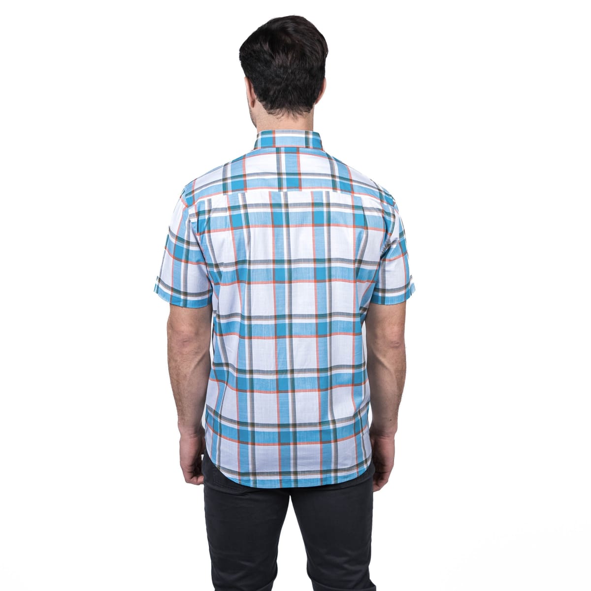 CAMISA MANGA CORTA HOMBRE ESCOCESA TURQUESA V5010N5852