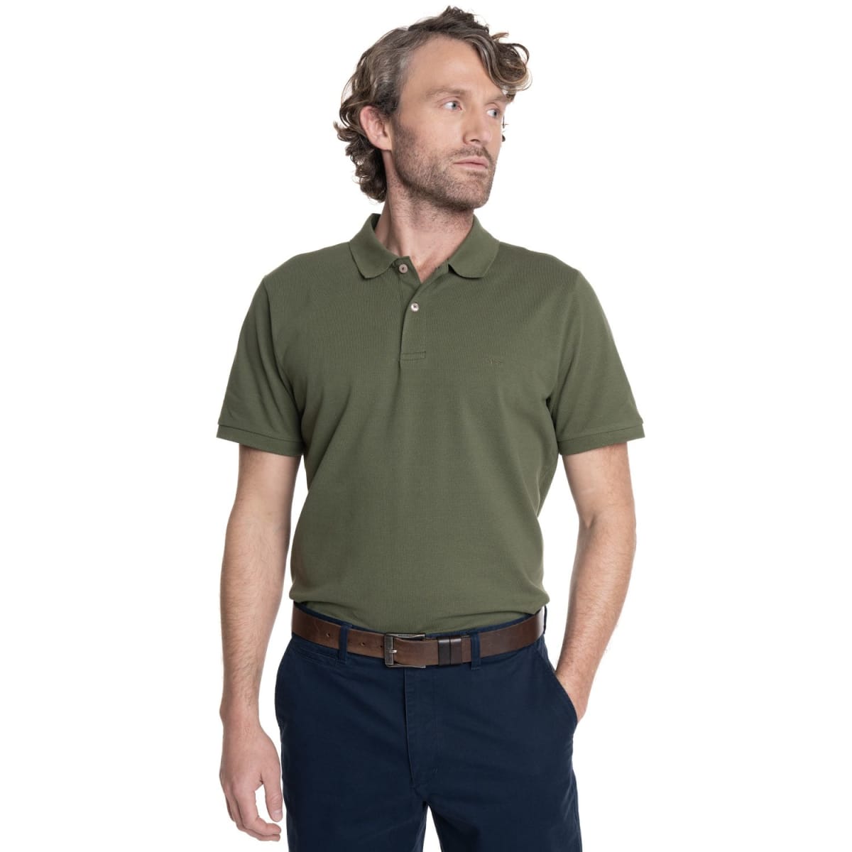 POLERA PIQUE LISA HOMBRE VERDE MUSGO V6000N0171