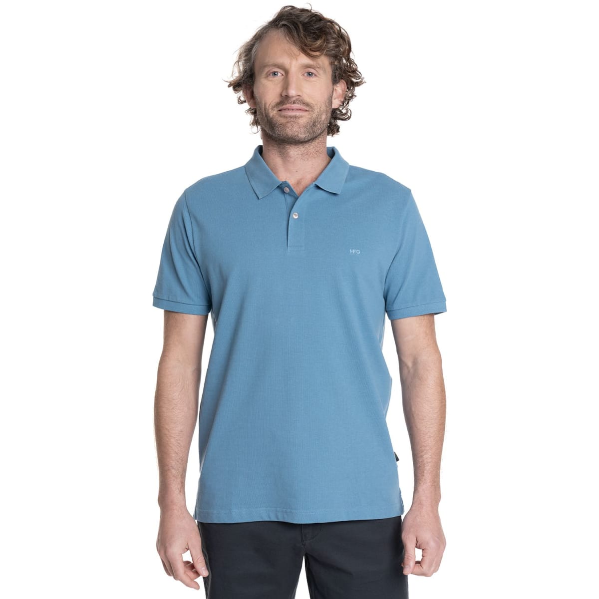 POLERA PIQUE LISA HOMBRE AZUL V6000N0741