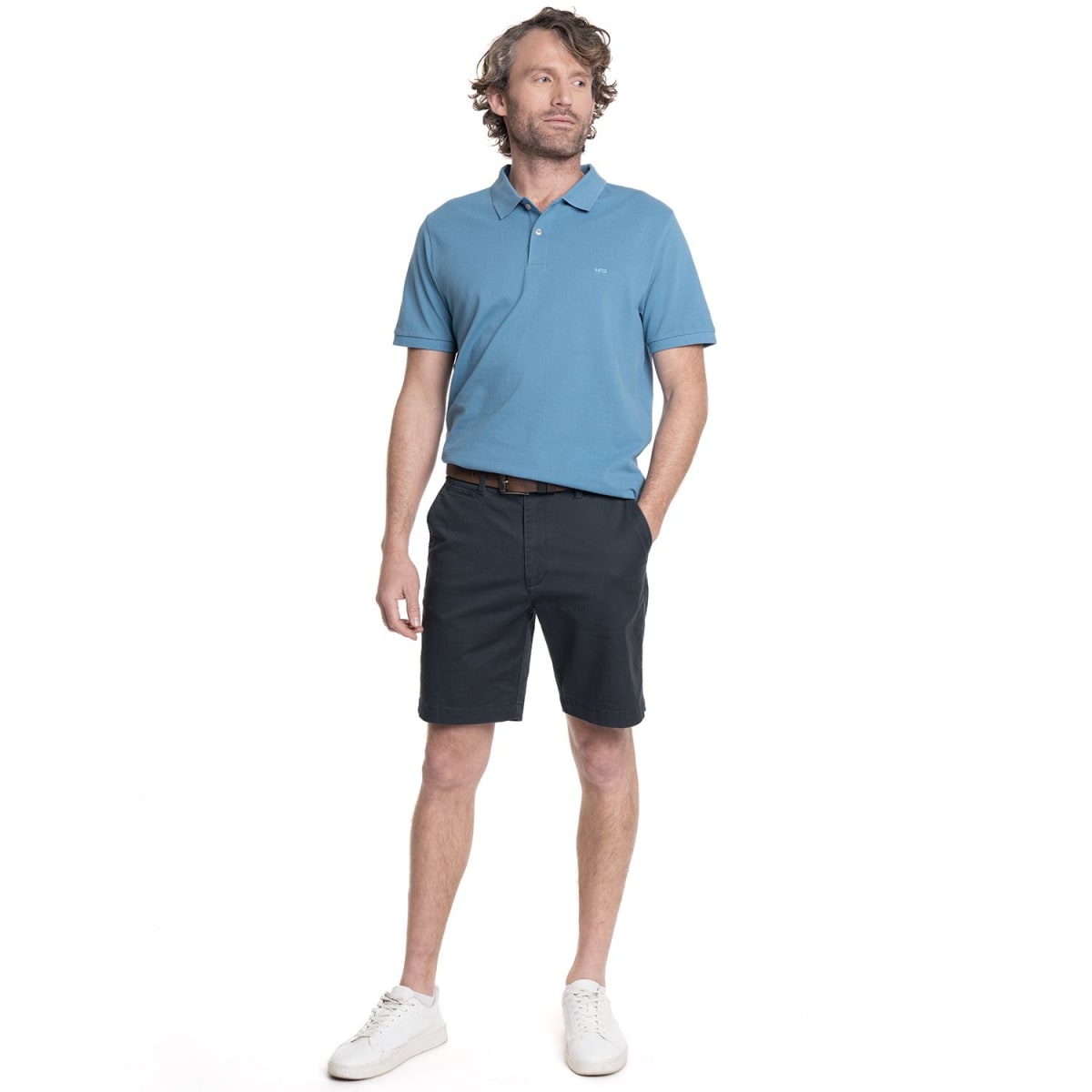 POLERA PIQUE LISA HOMBRE AZUL V6000N0744