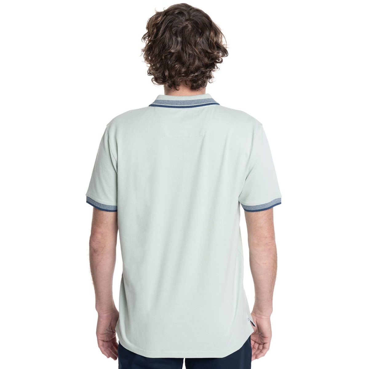 POLERA PIQUE CUELLO JACQUARD HOMBRE VERDE AGUA V6010N0102