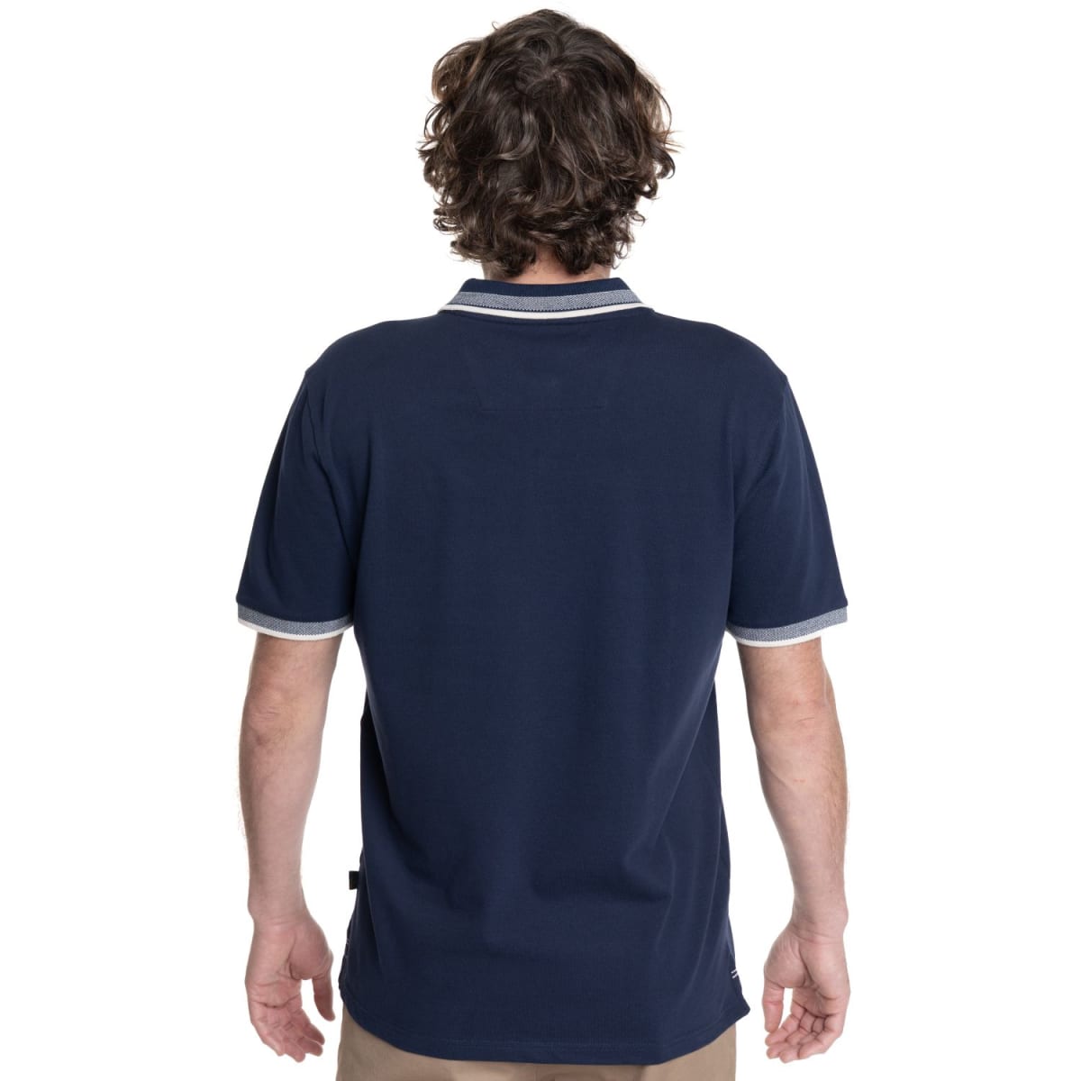 POLERA PIQUE CUELLO JACQUARD HOMBRE AZUL MARINO V6010N0792