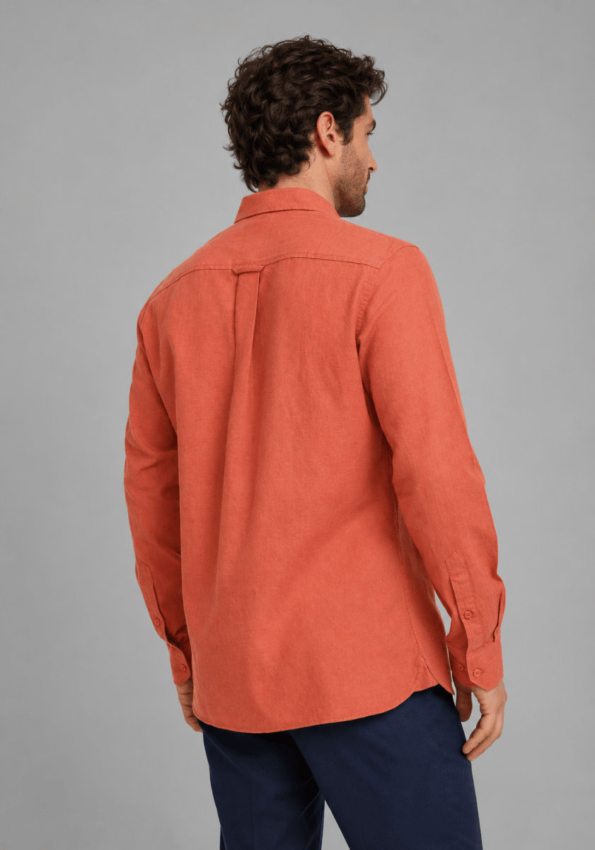 CAMISA MANGA LARGA DE LINO NARANJO V7000N0423