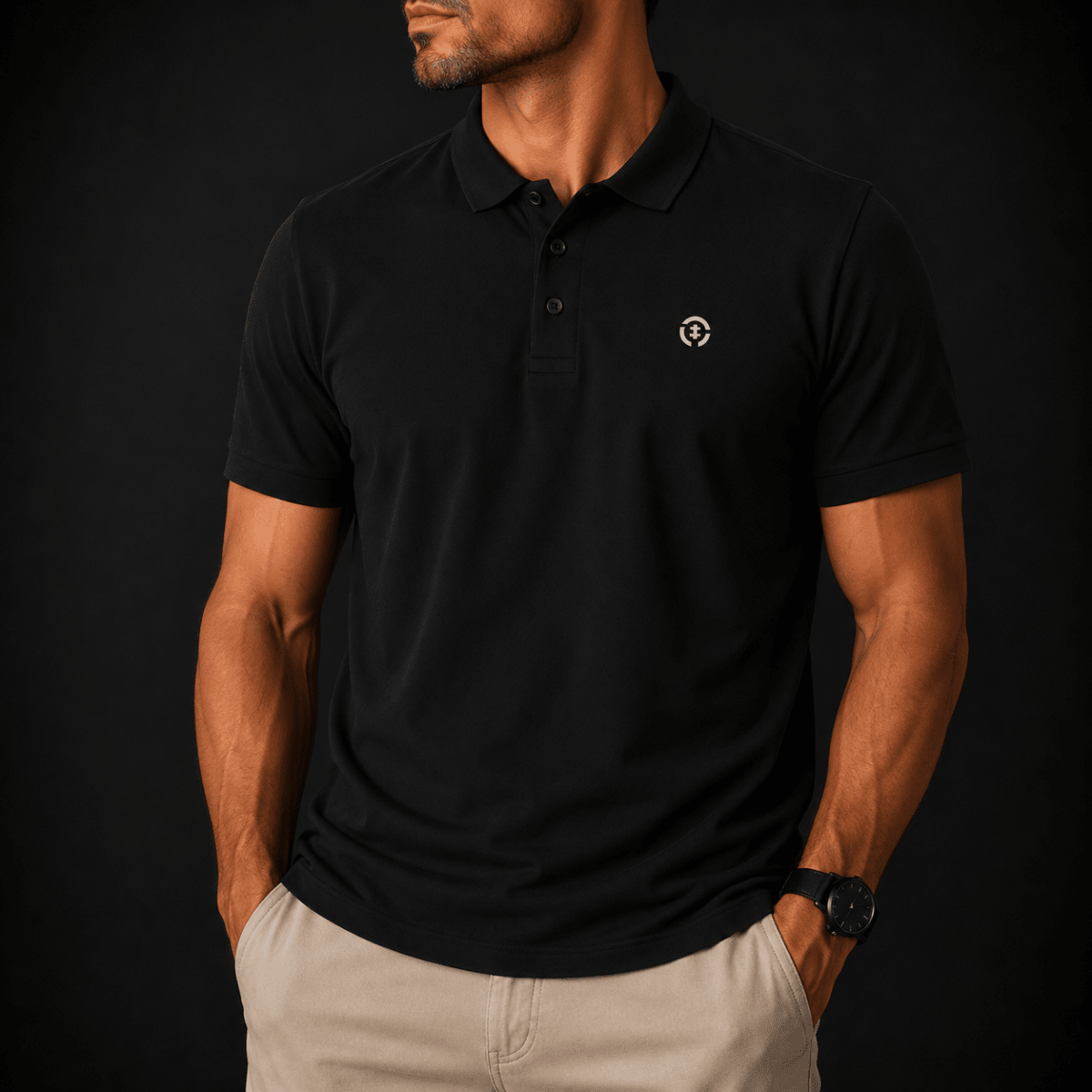 POLO MANGA CORTA PIQUE NEGRA V7000N0091