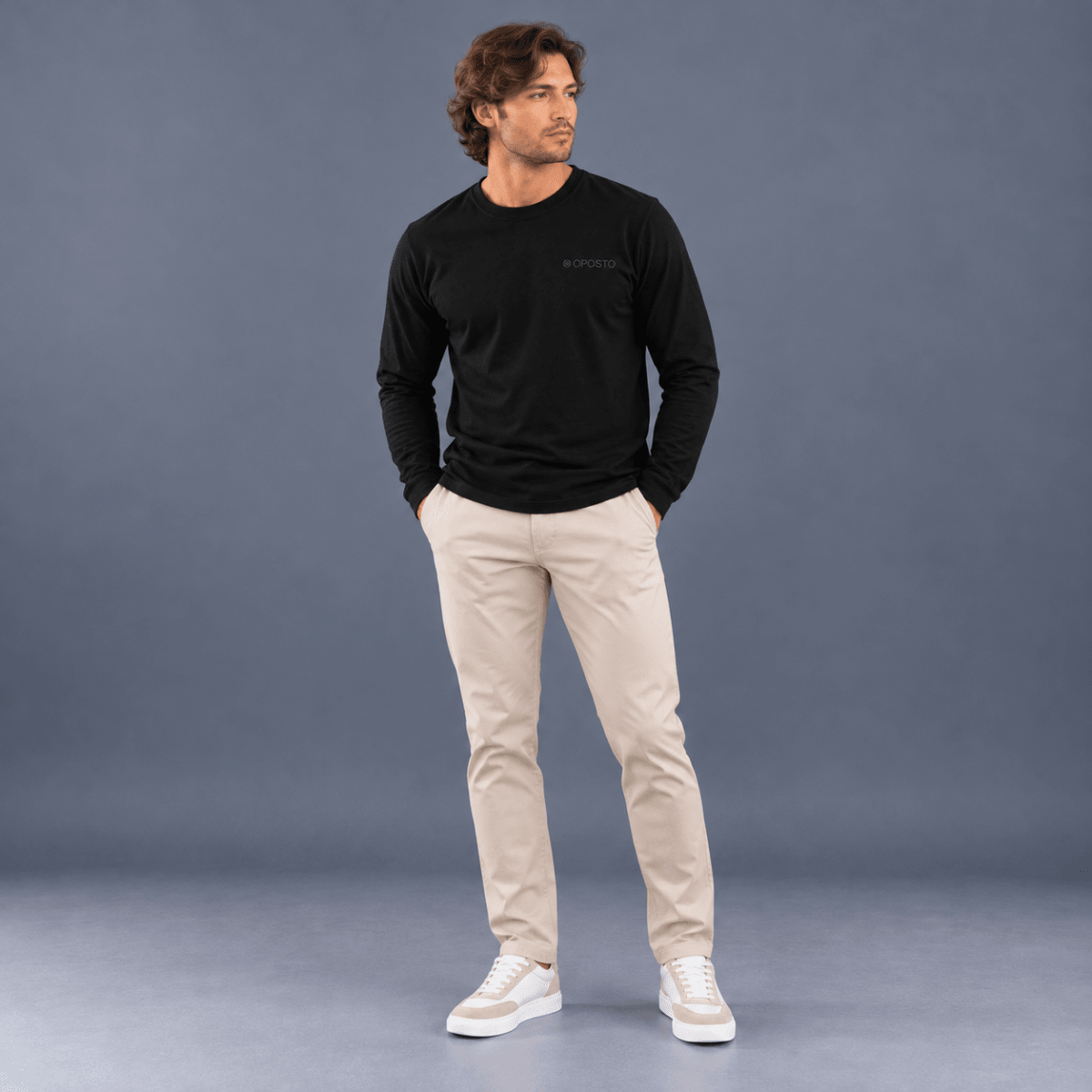 POLERA MANGA LARGA BASICA OPOSTO NEGRO LI000N0093