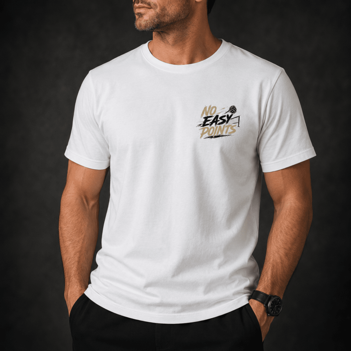 POLERA MANGA CORTA ESTAMPADA NO EASY POINT BLANCA V7001N0011