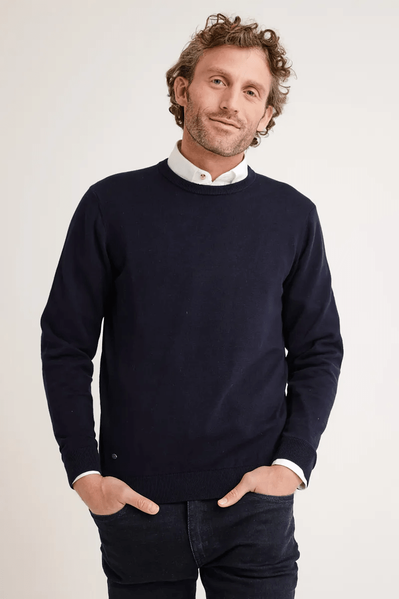 SWEATER HOMBRE ALGODÓN SLIM LISO PHELPS AZUL MARINO V6000N0791