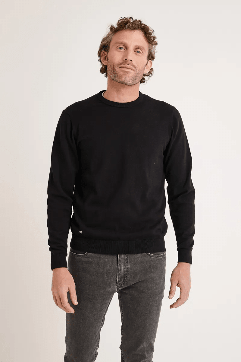 SWEATER HOMBRE ALGODÓN SLIM LISO PHELPS NEGRO V6000N0091